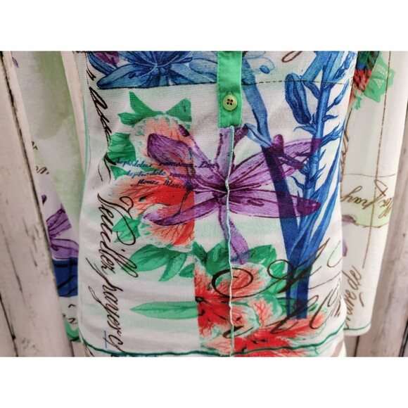 LM Women's Size 40 Marc Aurel Sheer Sleeve Layered Floral Blouse Shirt Top EUC - Picture 2 of 11